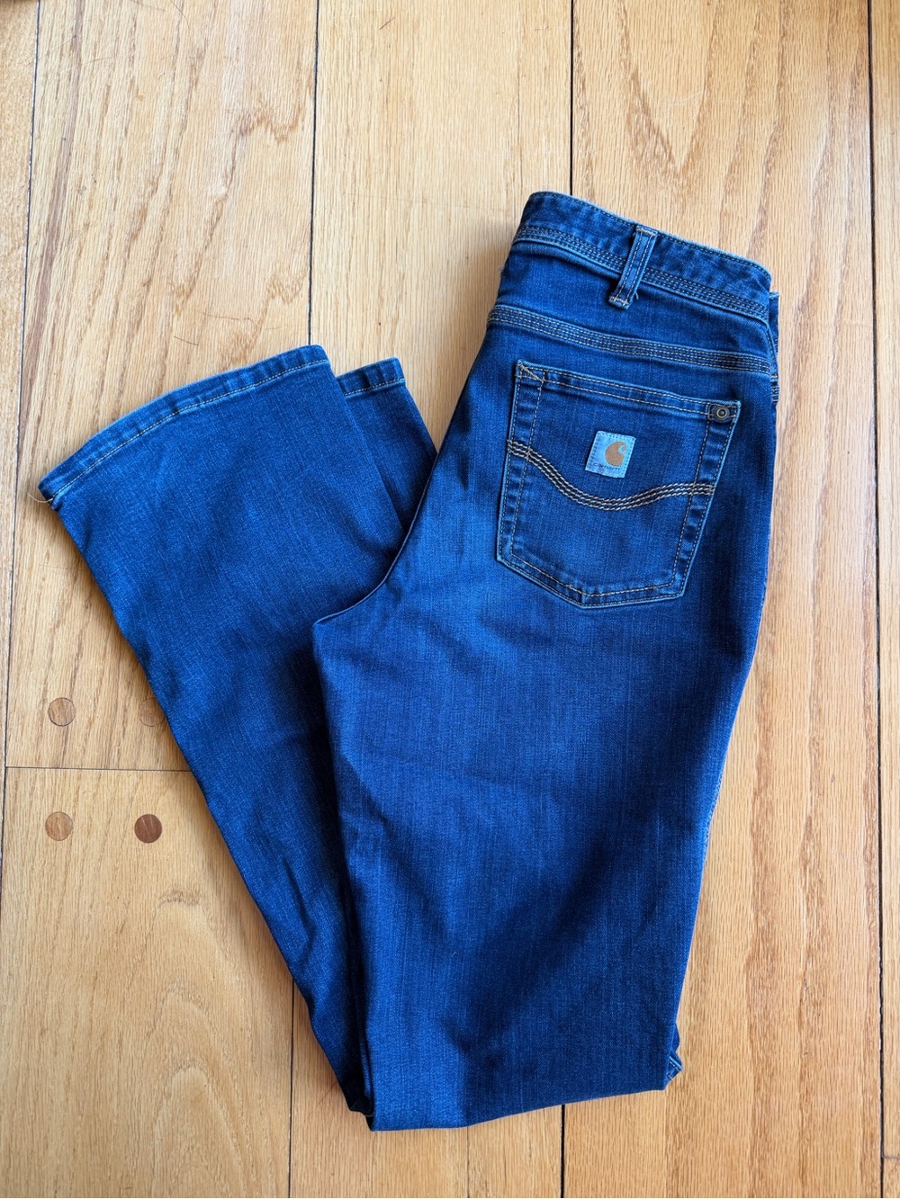 Carhartt Women's Dark Blue Relaxed Fit Jeans Size 4 Tall